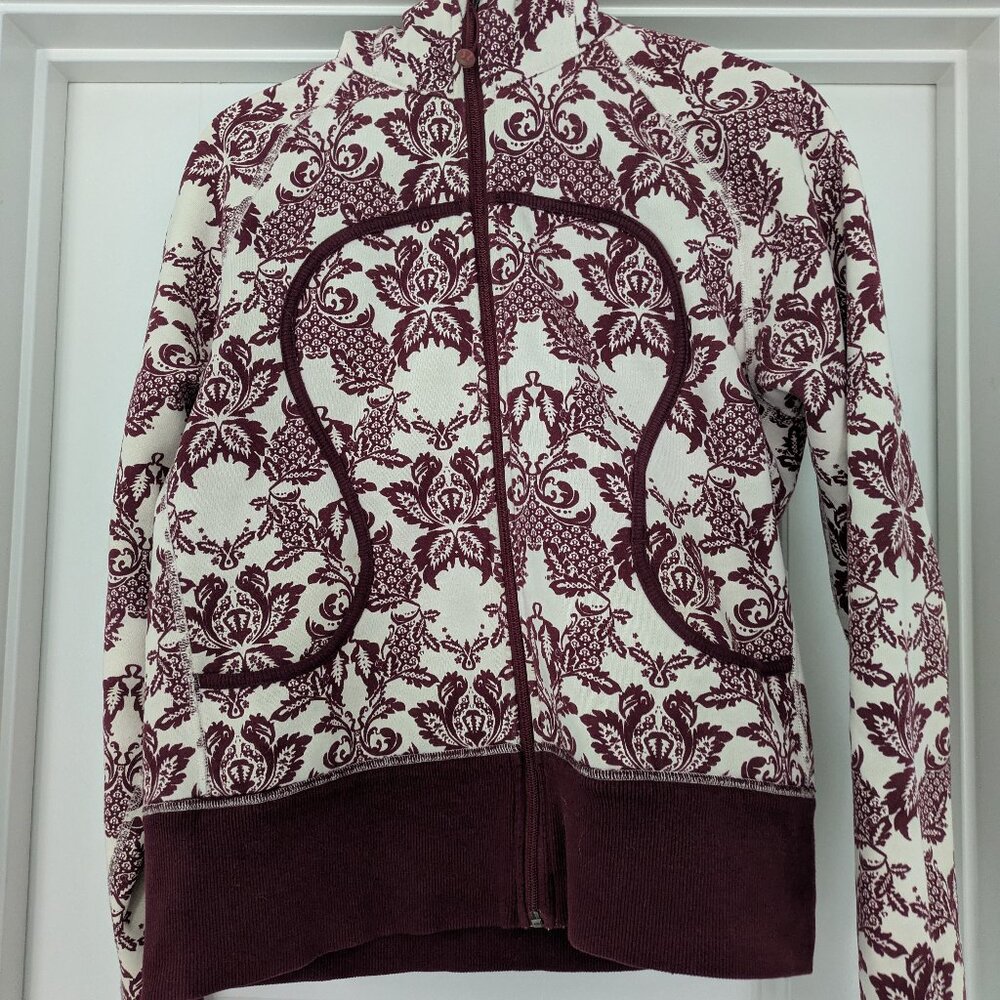 VINTAGE Lululemon Scuba Hoodie | Full Zip | Paisley Print | Burgundy & Cream